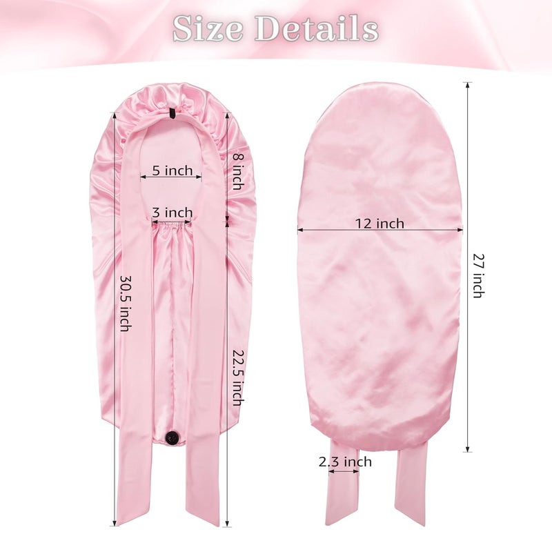 Roybens Long Bonnet Satin Hair Silk Bonnet for Sleeping Women, Silky Bonnets for Women with Tie Band, Sleep Cap for Braids Curly Hair - Image 5